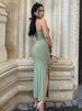 Summer Women' Maxi Dresses Sexy Split Fashion Sleeveless Backless Slim Dress Female Casual Streetwear Club Elegant Party Dresses_ecoleips.com