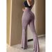 Women's Clothing Fashion High Waist Slim Fit Hip Lift Solid Color Flared Yoga Pants Casual Fitness Sports Trousers_ecoleips.com