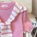 Women's Clothing The New Design Short Sleeved T Shirt For Early Autumn, Thin Knitted Sweater Top For Women With Shawl_ecoleips.com