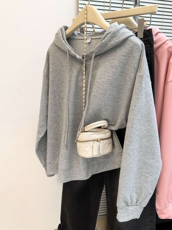 American-style Real-shot Solid Color Composite Long-sleeve Hooded Sweatshirt For Women, New Spring And Autumn Thin_ecoleips.com