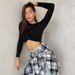 AC375 Cross-Collar T-Shirt For Women, New Autumn Design, Slim-Fit, Short Style, Student Slim-Fit Top_ecoleips.com