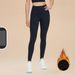 Women's nude feeling plus velvet without embarrassment high waist anti-curling yoga pants butt lift thickened thin velvet sports fitness pants_ecoleips.com