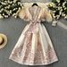 Women's Clothing Palace Style Niche Retro Elegant Print Dress One Piece Waist Temperament Puff Sleeve Dress_ecoleips.com
