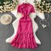 Women's Clothing Celebrity High End Heavy Hollow Water Soluble Lace Stand Up Collar Dress Female Summer Temperament Elegant Fishtail Dress Long Skirt_ecoleips.com