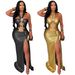Women's Sexy Backless Bodycon Midi Dress With Lace-Up Detail, V-Neck Sleeveless Bandage Style Dress For Evening Party_ecoleips.com