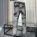 Women's Clothing Jeans Light Luxury Jeans High Street Ink Splash Color Matching Slim Straight Jeans Trendy_ecoleips.com