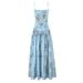 Women's Floral Print Halter Belted Maxi Dress – French Style Elegant Summer Party Gown_ecoleips.com