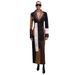 2024 New European And American Cross-Border Patchwork Elegant Retro Fashion Autumn-Winter V-Neck Women's Long Leather_ecoleips.com
