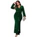 Women's Clothing Plus Size Clothes Elegant V-Neck Fishtail Evening Dress For Women - Plus Size Long Sleeve Slimming Banquet Gown_ecoleips.com