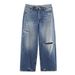 Women's Clothing Classic Mid-Rise Fold-Up Jeans Casual Cotton Solid Color Spring/Autumn Summer Homme Clothing_ecoleips.com