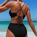 Women's Clothing New One Piece Swimsuit Women's High End Hot Spring Pure Color Sexy Backless Strap Swimsuit_ecoleips.com