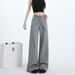 Women's High Waisted Drawstring Wide Leg Pants Summer Thin Yoga Casual Sports Slimming Fitness Straight Leg Long Pants_ecoleips.com