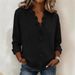 Voya Women's Elegant And Dignified European And American Spring Women's Black Fungus Side Sleeves Cotton Shirt Top_ecoleips.com