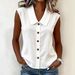 Summer Women's Solid Color V Neck Camisole Knitted Button Vest Fashion American Style New_ecoleips.com