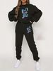 Women's Autumn And Winter Hip-hop Casual Street Cartoon Rabbit Pattern Printed Round Neck Sports Shirt+sports Pants Set-571_ecoleips.com