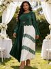 Elegant Pleated Dress for Women round Neck Printed Belt Embellished European American Style Spring Women's Clothing_ecoleips.com