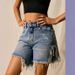 High-Waisted Slimming Irregular Frayed Denim Shorts For Women Fashionable Suitable_ecoleips.com