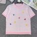 Elegant Women's Silk Bee Embroidery Pullover Knit Sweater Color Block Striped Design Spring/Summer Top Luxury Cool Style_ecoleips.com