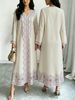 plus Size Middle Eastern Gown Western Fashion V-Neck Printed Women's Dress For Commute Loose Vacation Style Long Sleeve Dress_ecoleips.com
