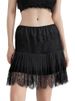 K Women's Lace Mini Skirt Pleated Low Waist Layered Pleated Flowing Skirt_ecoleips.com