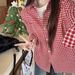 Vintage Red Plaid Shirt Women's Spring And Autumn Loose Casual Versatile Korean Version High-End Layered Shirt Top_ecoleips.com