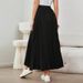 Elegant Pleated Flared Midi Skirt For Women - Black Polyester Skirt, New Style, Perfect For Commute And Travel_ecoleips.com