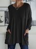 2026 Wish Spring Summer New European American Round Neck Long Sleeve Loose Pocket Solid Color T-Shirt Casual_ecoleips.com