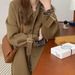 Women's Clothing Women's Long Wool Coat Winter Trench Coat With Collar, Loose Fit, Soft And Warm, Sage Green/Black, S-XXL_ecoleips.com