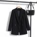 Women’s Black Blazer – Oversized Longline Casual Blazer Coat, Korean Style British-Inspired Jacket_ecoleips.com