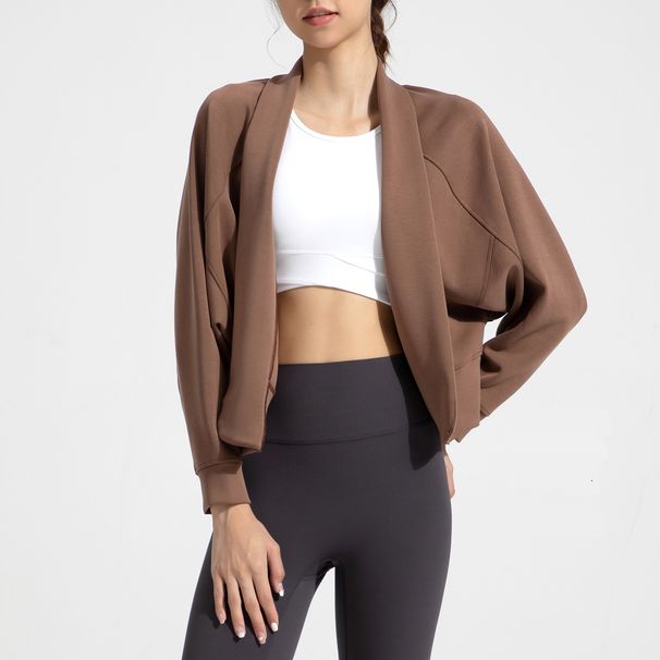 Women's Clothing Modal Shawl Top Sand Washed Air Layer Sports Slim Cardigan Yoga Suit Jacket_ecoleips.com