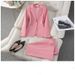 Elegant Pink Blazer Set – Professional Office Suit For Women, Slim Fit & Petite-Friendly_ecoleips.com