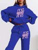Women's Autumn And Winter Casual Fashion ITIS WHAT ITIS Letter Printed Thick Fleece Warm Hooded Sweatshirt+sports Pants Set-732_ecoleips.com