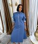 Women's Clothing Casual Polo Collar Zipper Long Sleeve Dress Washed Denim Exclusive New Fashion_ecoleips.com