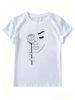 Women Crew Neck Short Sleeve T-Shirt Minimalist One Line Woman Holding Rose Abstract Graphic Casual Summer Basic Daily Top For Ladies_ecoleips.com