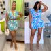 Women's Clothing printed V neck sleeveless pleated high waist wide leg shorts two piece suit_ecoleips.com