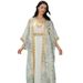Muslim Dress Women Modest Evening Abaya Set – Sheer Mint Green Gown With Gold Foil Embroidery (Elegant Muslim Two-Piece Dress)_ecoleips.com