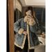 girl Girl 2025 Autumn Winter New Korean Style Retro Lazy Casual Lamb Wool Denim Jacket High-end Cotton Coat For Women_ecoleips.com