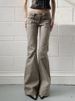 K European And American Retro Flare Low-Waisted Workwear Micro Flare Jeans For Women, Slim Fit, Leg-Lengthening, Slimming, Casual Long Pants_ecoleips.com
