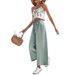 Fashion Women's Two Piece Set Casual Vacation Camisole Top With Print And Tie Up Pants Clothing_ecoleips.com