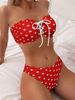 Women's Clothing Tube Top Split Swimsuit High Waist Lace Sexy Swimsuit Two Piece Bikini_ecoleips.com