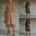 New European And American Cross-Border Independent Station High Collar Suede Retro Loose Pocket Tassel Sleeve Dress Long_ecoleips.com