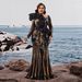 Elegant European American Long Sleeved Sequined Embroidered Mermaid Evening Gown Ruffled Beaded Formal Dress for Women_ecoleips.com