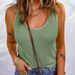 Women's Clothing Spring New Solid Color Waffle Knitted Comfortable Vest Tops For Women_ecoleips.com
