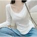 ng2510292 White Bamboo Cotton Long-sleeve T-shirt Women, Suitable For Early Spring And Autumn, Korean Style, Can Be Worn As An_ecoleips.com