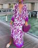 Women's 2023 Spring V Neck Loose Long Sleeve Printed Dress_ecoleips.com