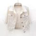 Spring And Summer Korean Style Slim Fit Colorful Mid-Sleeve Denim For Women Short Seven-Quarter Sleeve Jacket Vest Small_ecoleips.com