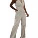 Women's Clothing Spring And Summer Long Skirt Jumpsuit Slanted Lapel Mid Waist Temperament Commuter Jumpsuit_ecoleips.com