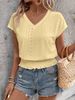 K New V-neck Hollowed Out Short Sleeved T-shirt, Fashionable Casual Top For Women_ecoleips.com