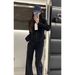 Women's Clothing Black Hooded Sweater Suit Thickened Late Autumn And Early Winter Wear A Complete Set Of Casual Sportswear Two Piece Suit_ecoleips.com