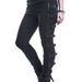 Women's Punk Style Skinny Jeans High Elasticity Side Cross Tie Up Eyelets Studded Clothing For Girls_ecoleips.com